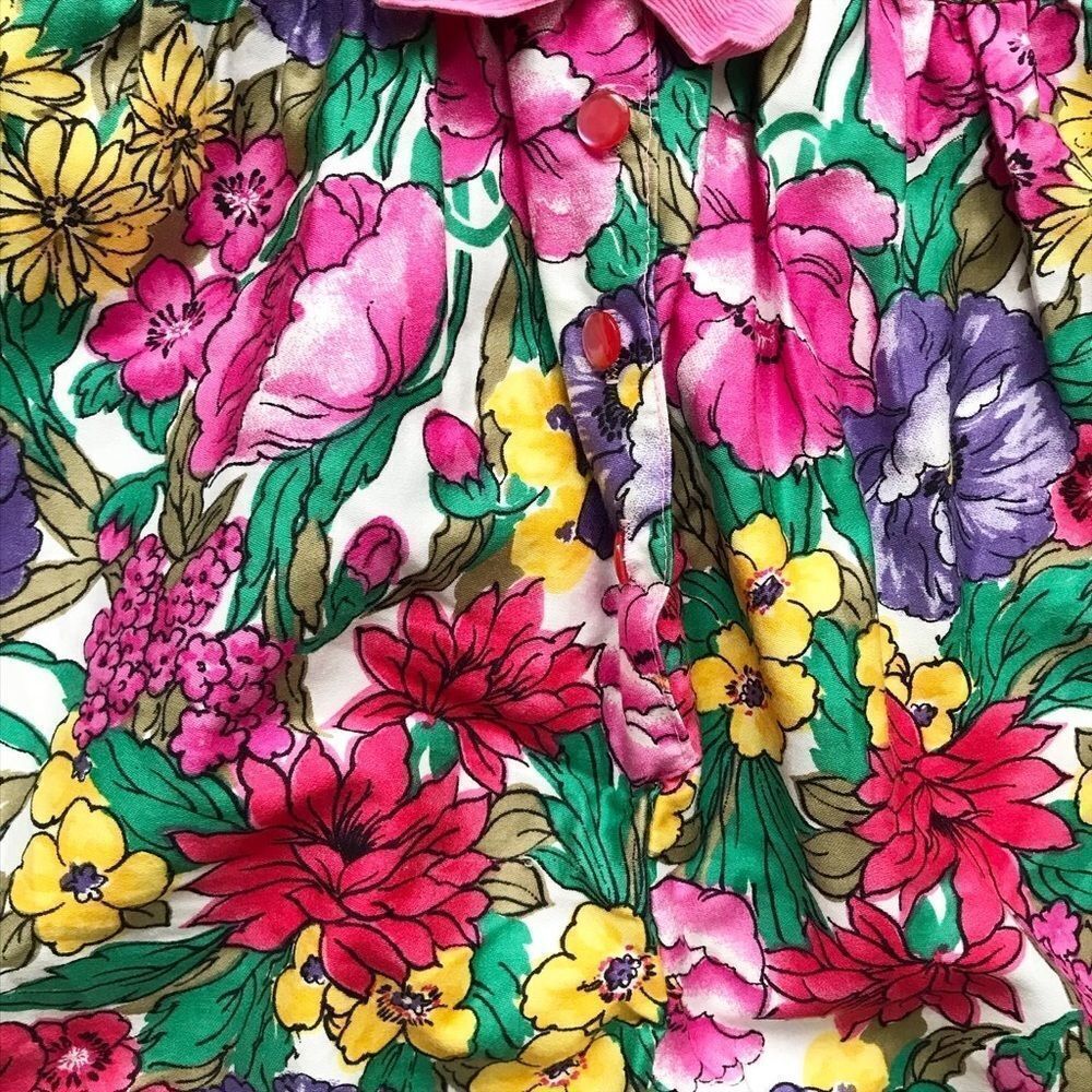 Vintage Floral print ruffle collar jumpsuit EUC 24 months - Picture 5 of 11